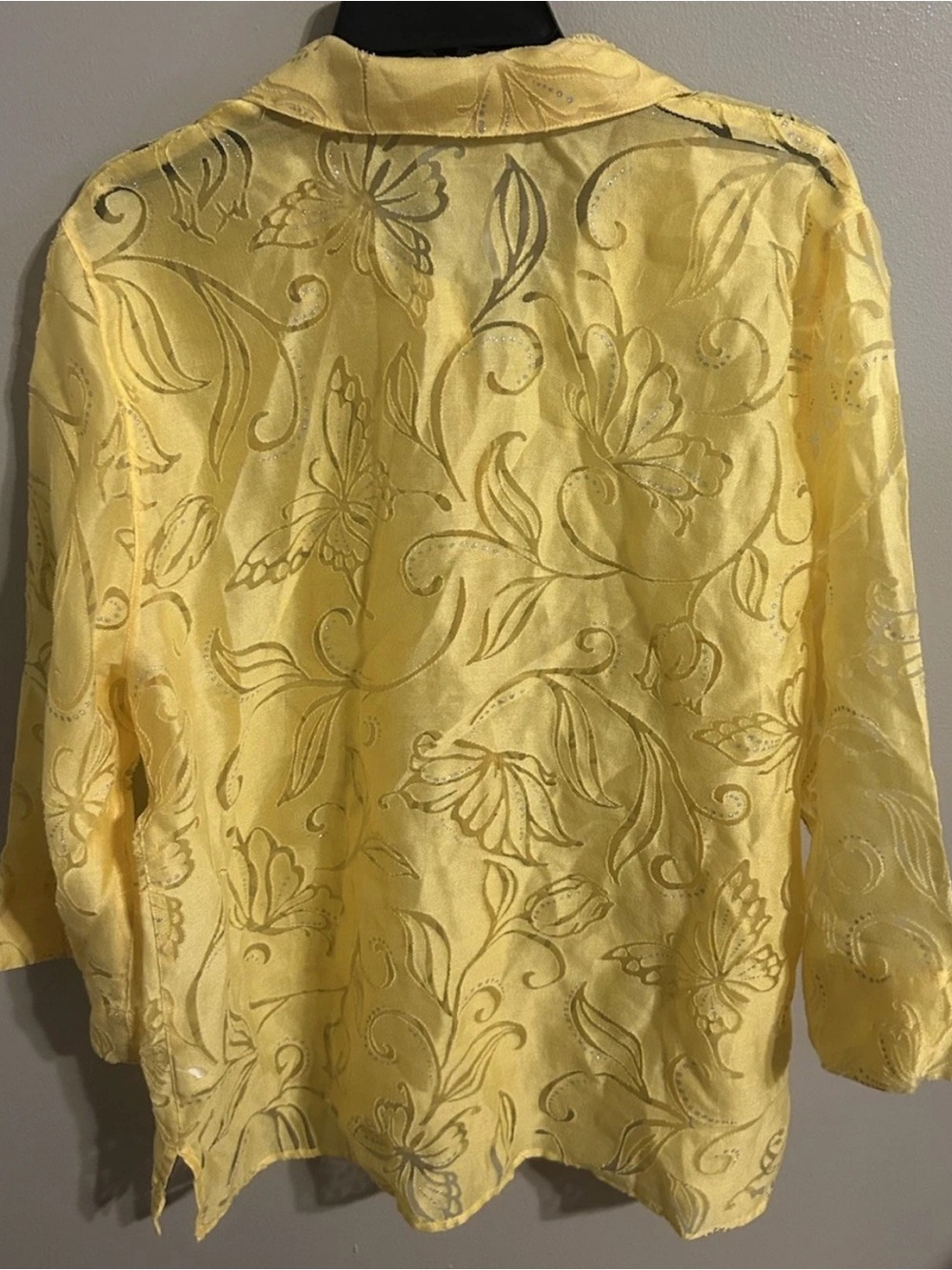 Alfred dunner L blouse - Yellow Floral Butterfly